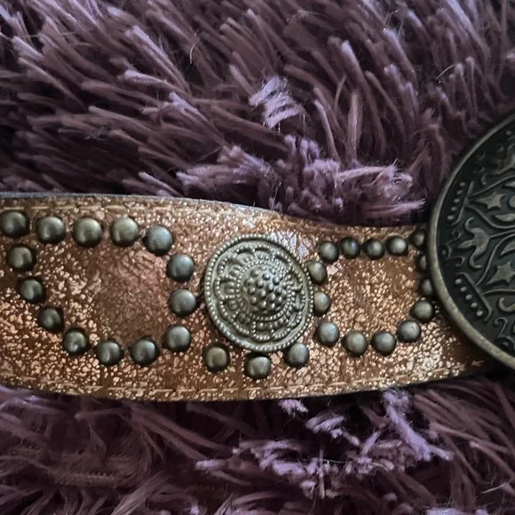 🚨 🥷 Burnished bronze look Belt with metallic look Buckle - Picture 3 of 6